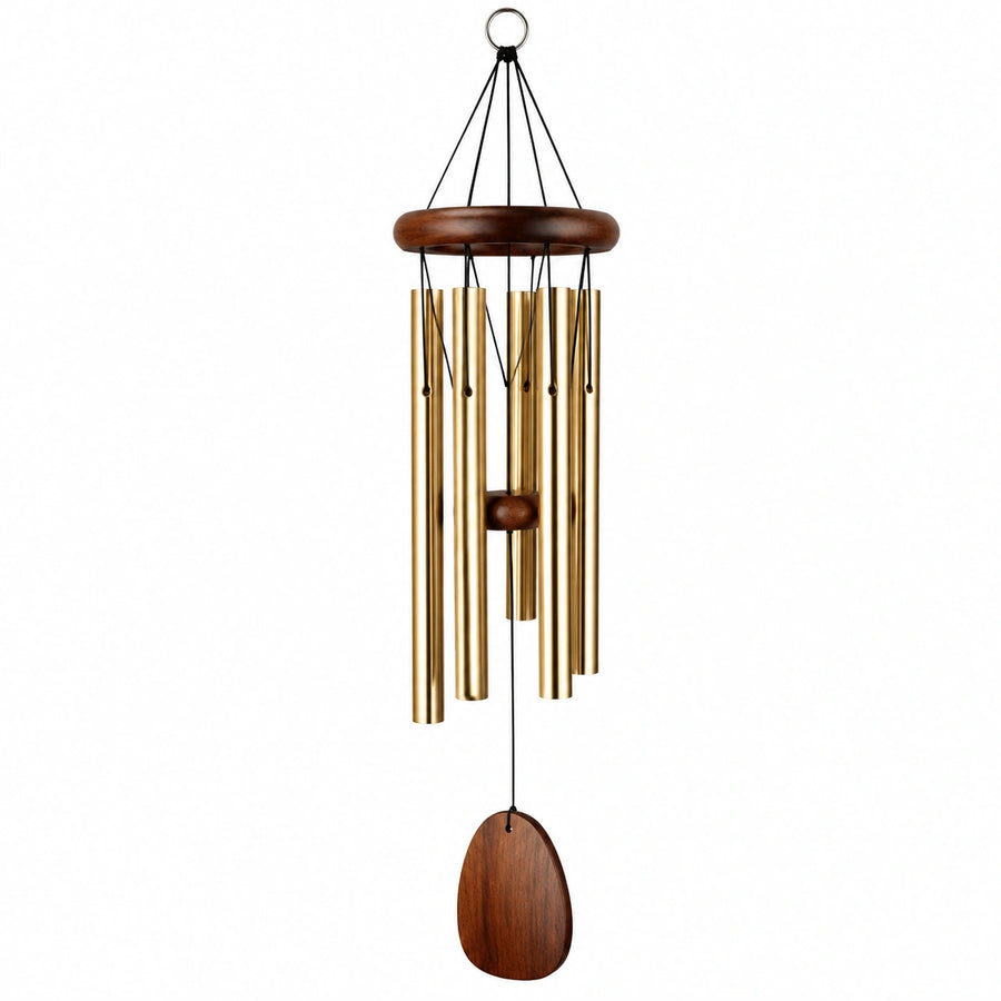 Campana de Viento Tubos Dorados Madera 80cm