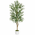 ¨¢rbol Artificial de Olivo 180 cm con Maceta Decorativa Verde