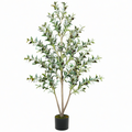 Árbol de Olivo Artificial de 180 cm con Maceta Negra para Interiores y Exteriores