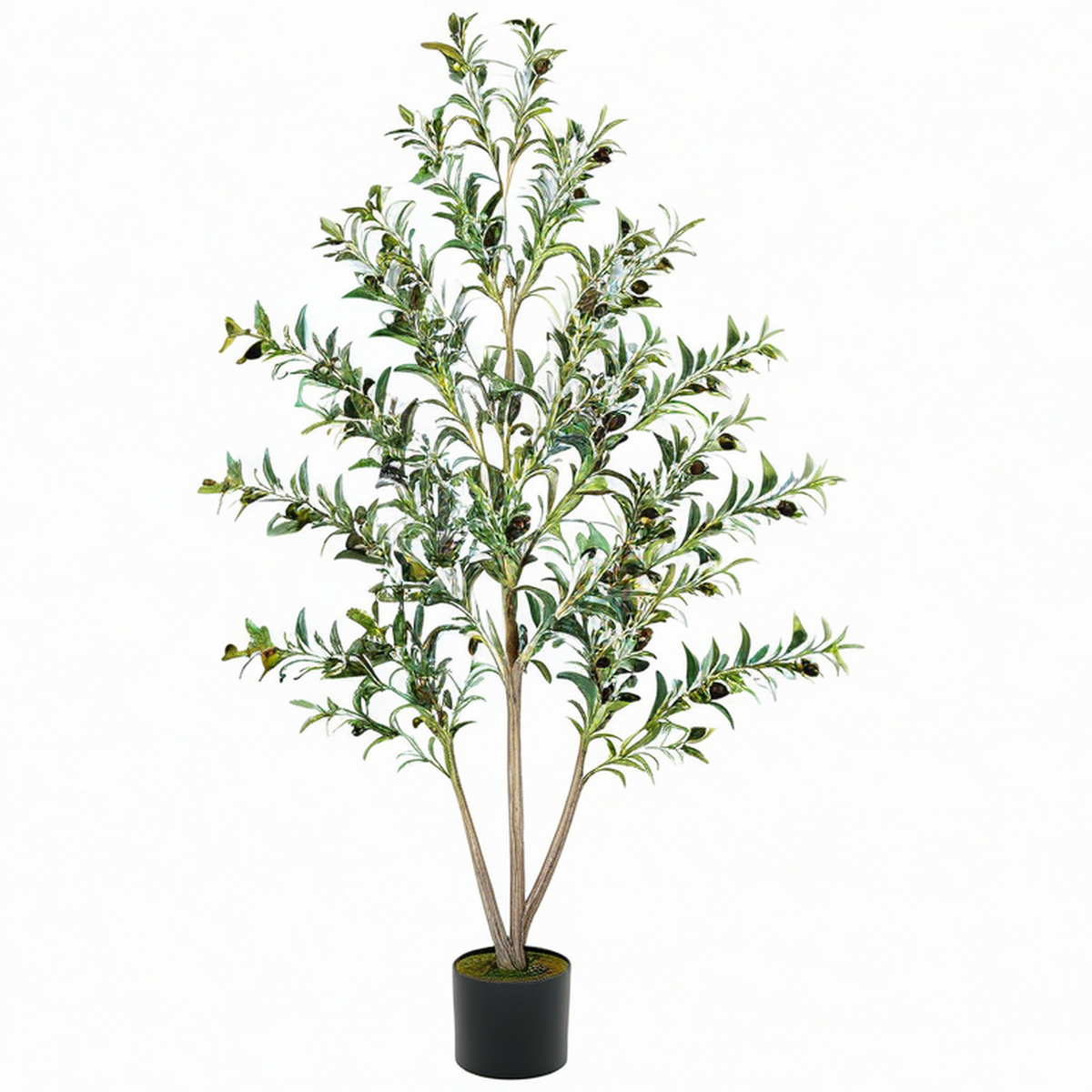 Árbol de Olivo Artificial de 180 cm con Maceta Negra para Interiores y Exteriores
