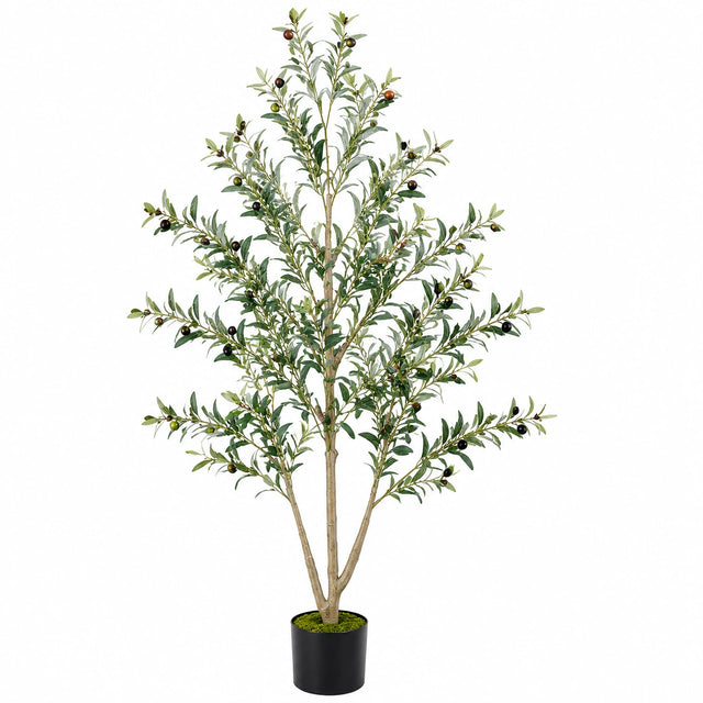 ¨¢rbol de Olivo Artificial de 180 cm con Maceta Negra para Interiores y Exteriores