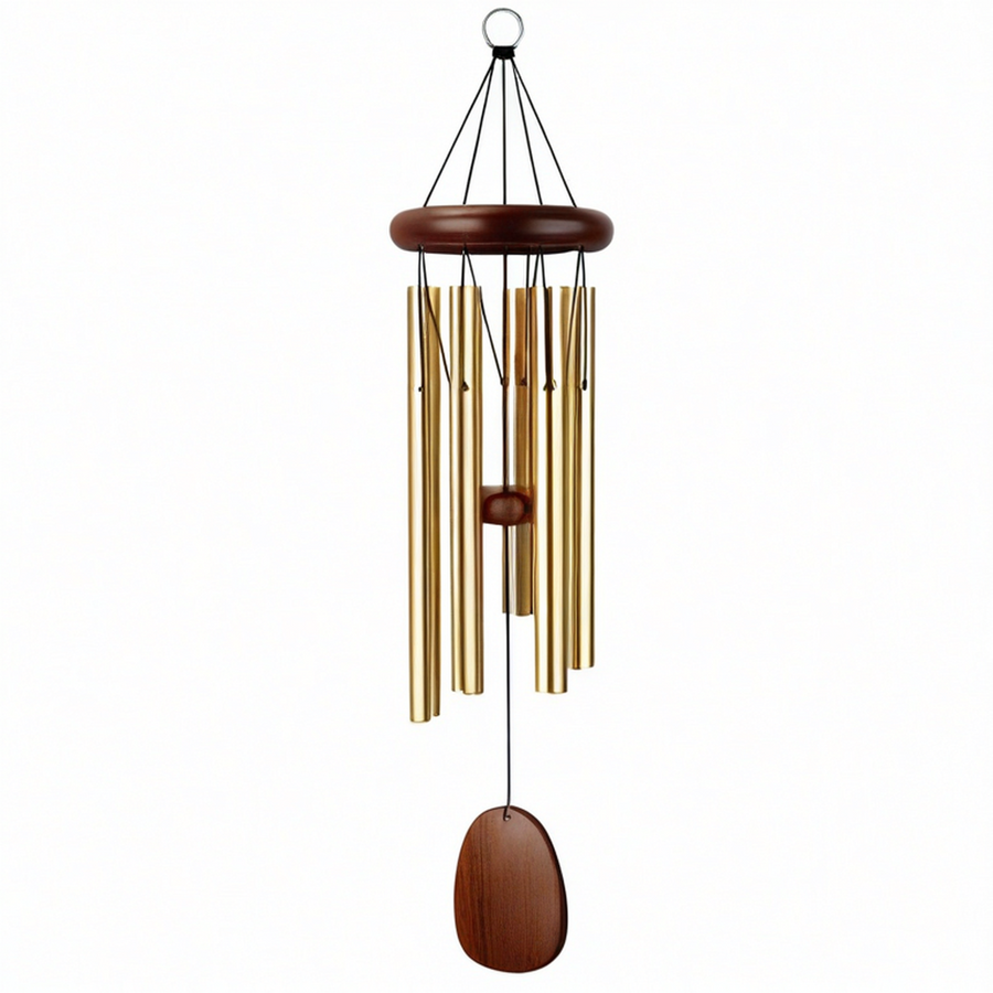 Campana de Viento Tubos Dorados Madera 80cm