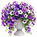 Arreglo de Flores Artificiales Morado y Blanco con Maceta Decorativa