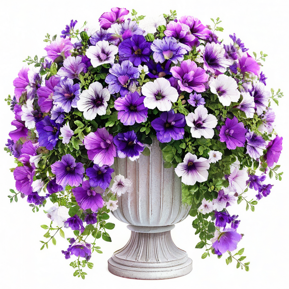 Arreglo de Flores Artificiales Morado y Blanco con Maceta Decorativa