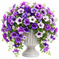 Arreglo de Flores Artificiales Morado y Blanco con Maceta Decorativa