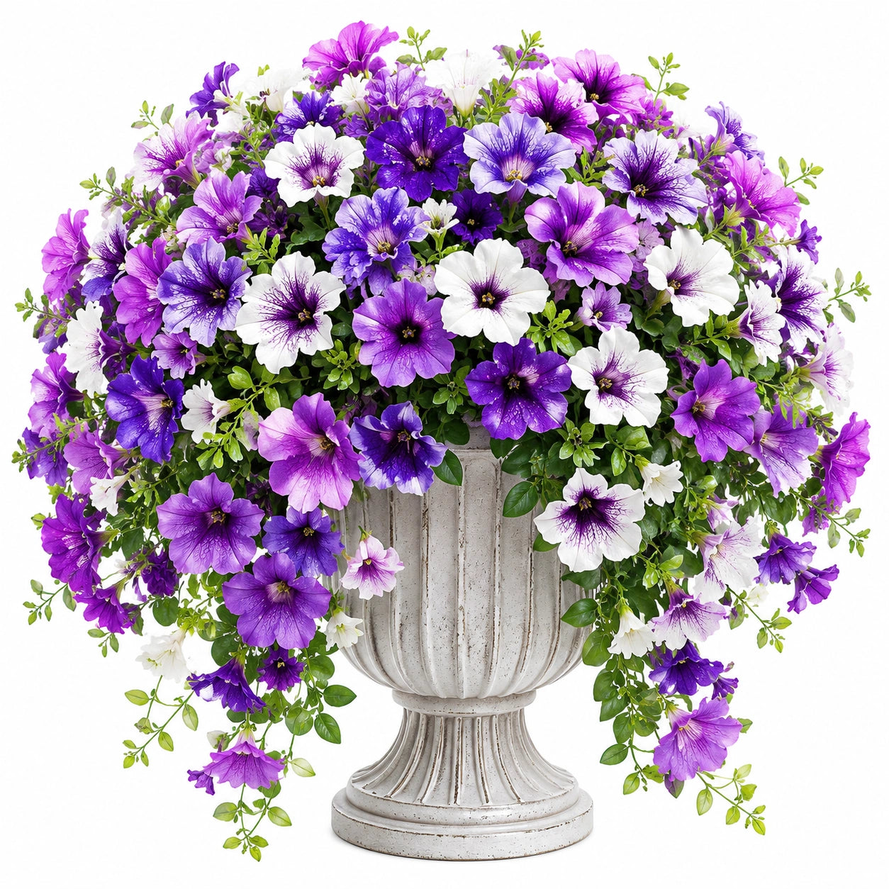 Arreglo de Flores Artificiales Morado y Blanco con Maceta Decorativa