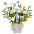 Centro de Mesa de Flores Artificiales en Jarr¨®n Texturizado Azul y Blanco