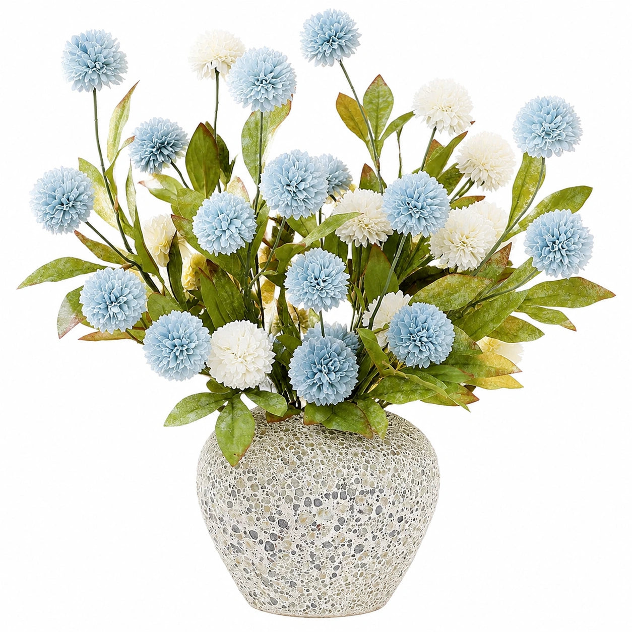 Centro de Mesa de Flores Artificiales en Jarr¨®n Texturizado Azul y Blanco