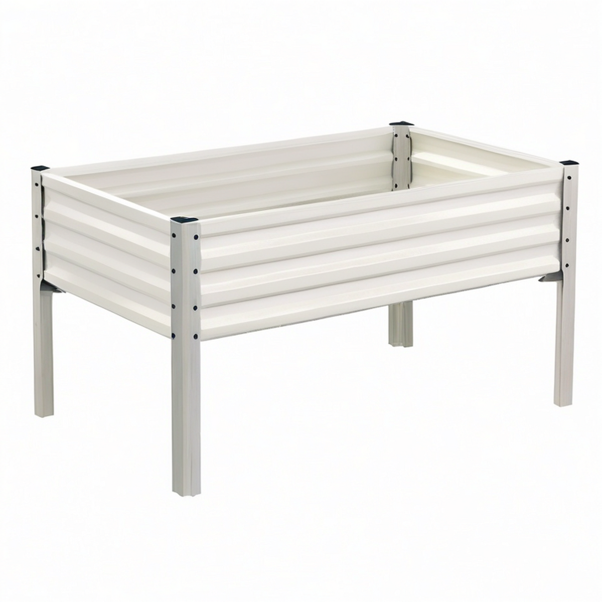 Cama Elevada de Metal para Jardín en Color Crema
