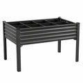 Cama elevada de jard¨ªn de acero con compartimentos, Negro 100x60x80 cm