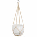 Macetero Colgante con Soporte de Macram¨¦ Blanco y Beige