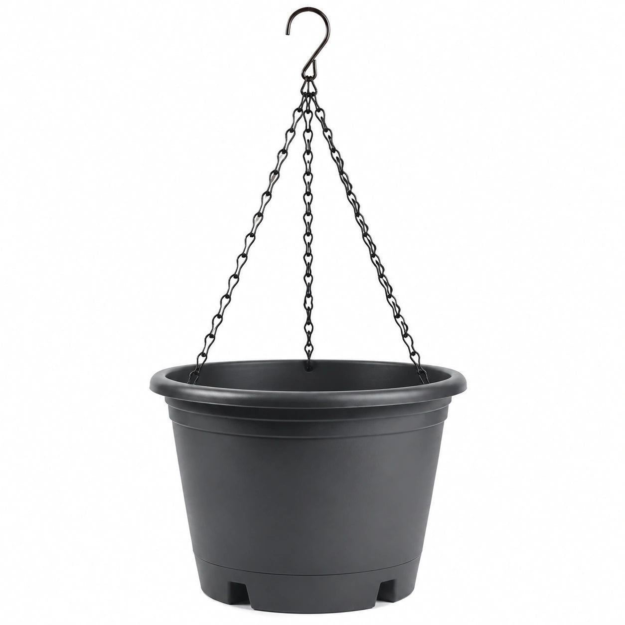 Maceta Colgante Negra 30cm con Cadena Met¨¢lica
