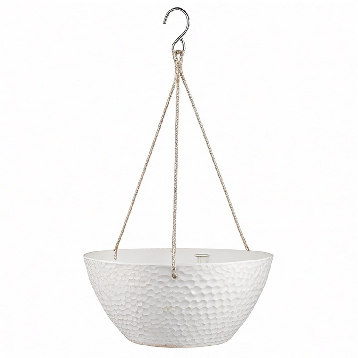 Macetero Colgante Blanco con Cuerda Fuerte de 30cm