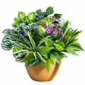 Planta Artificial Decorativa con Maceta Verde, Violeta y Rosa 45cm