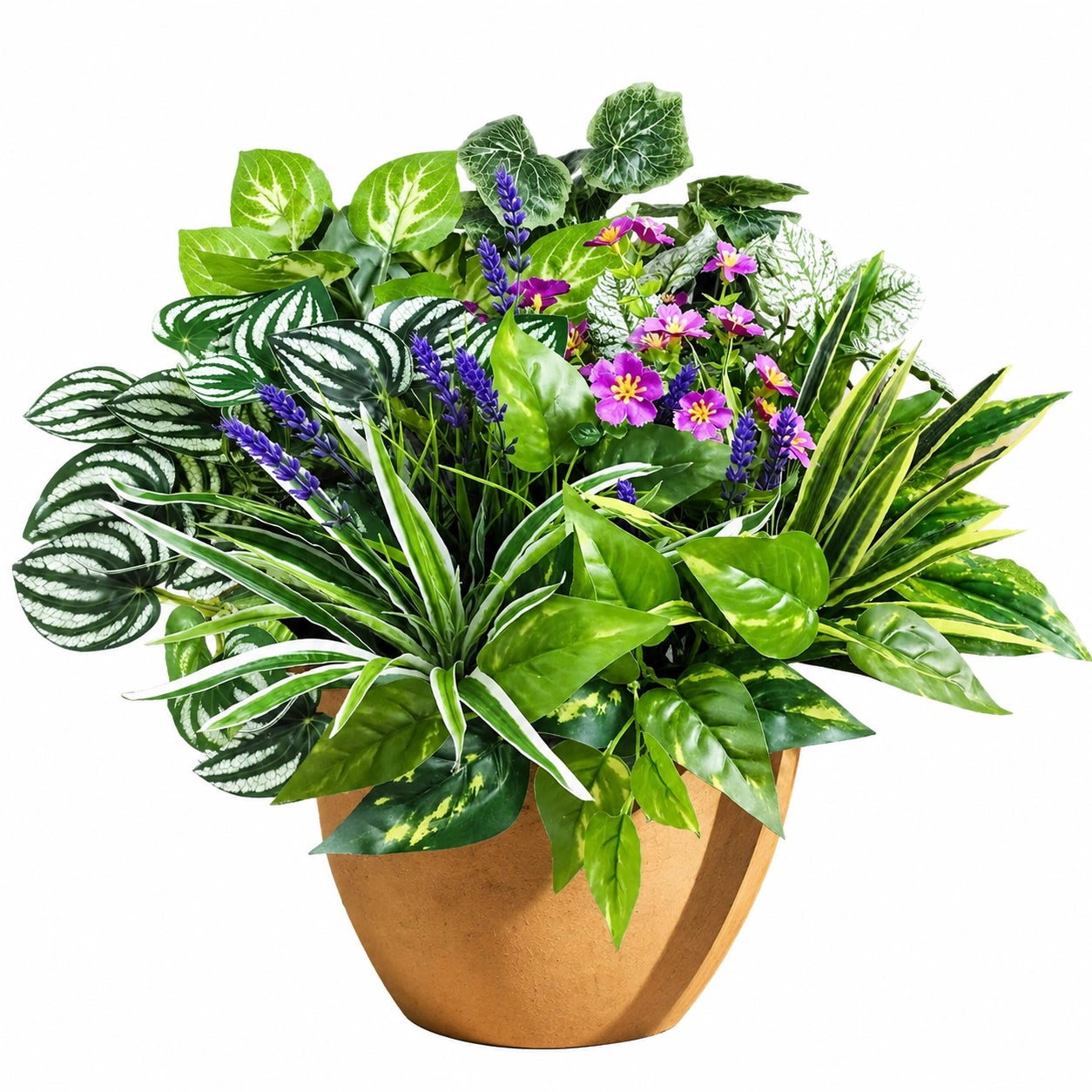 Planta Artificial Decorativa con Maceta Verde, Violeta y Rosa 45cm