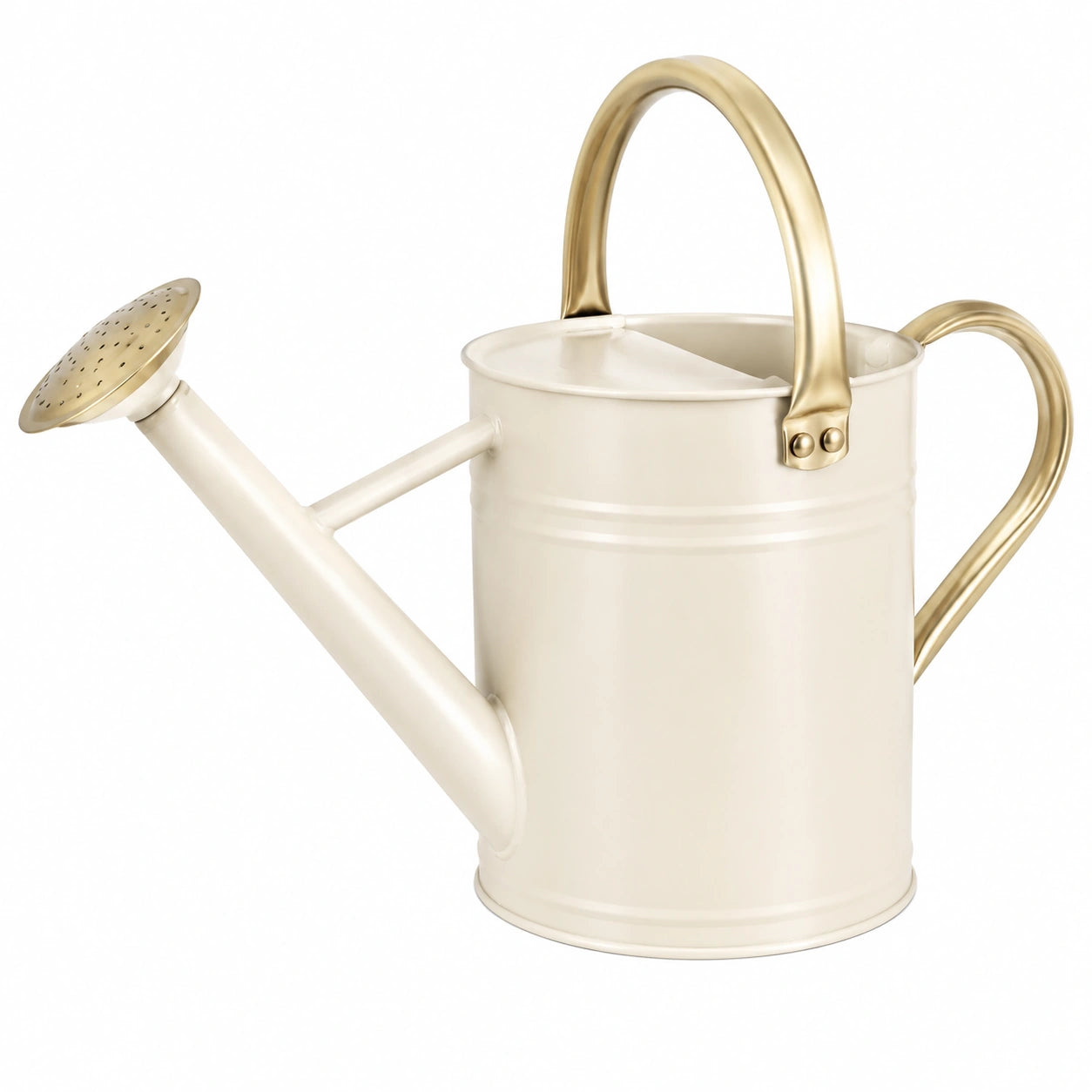Regadera de Metal 4L Crema con Asa Dorada