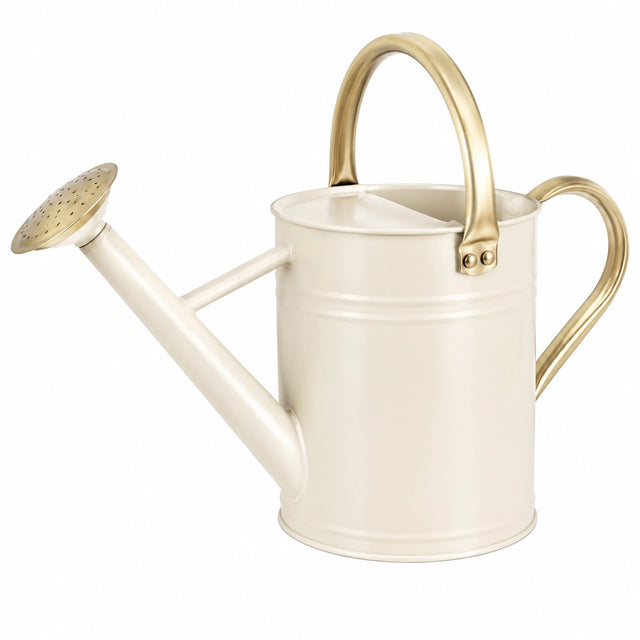 Regadera de Metal 4L Crema con Asa Dorada